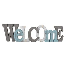 Rustic Wooden Teal Home Sign Decorative Cutout Letters Freestanding Block Wor...