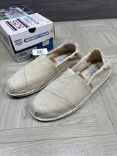 Skechers Bobs Chill Cross Paths Canvas Slip On Boat Shoe Tan Women 7.5 New In B