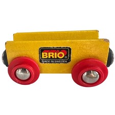 BRIO Wooden Train Car Wagon Yellow Red Wheels Made in Sweden