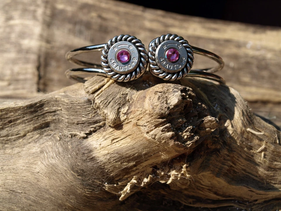 Double Bullet Cuff Bracelet. You choose your bullet. Optional Crystals. - Image 2 of 4