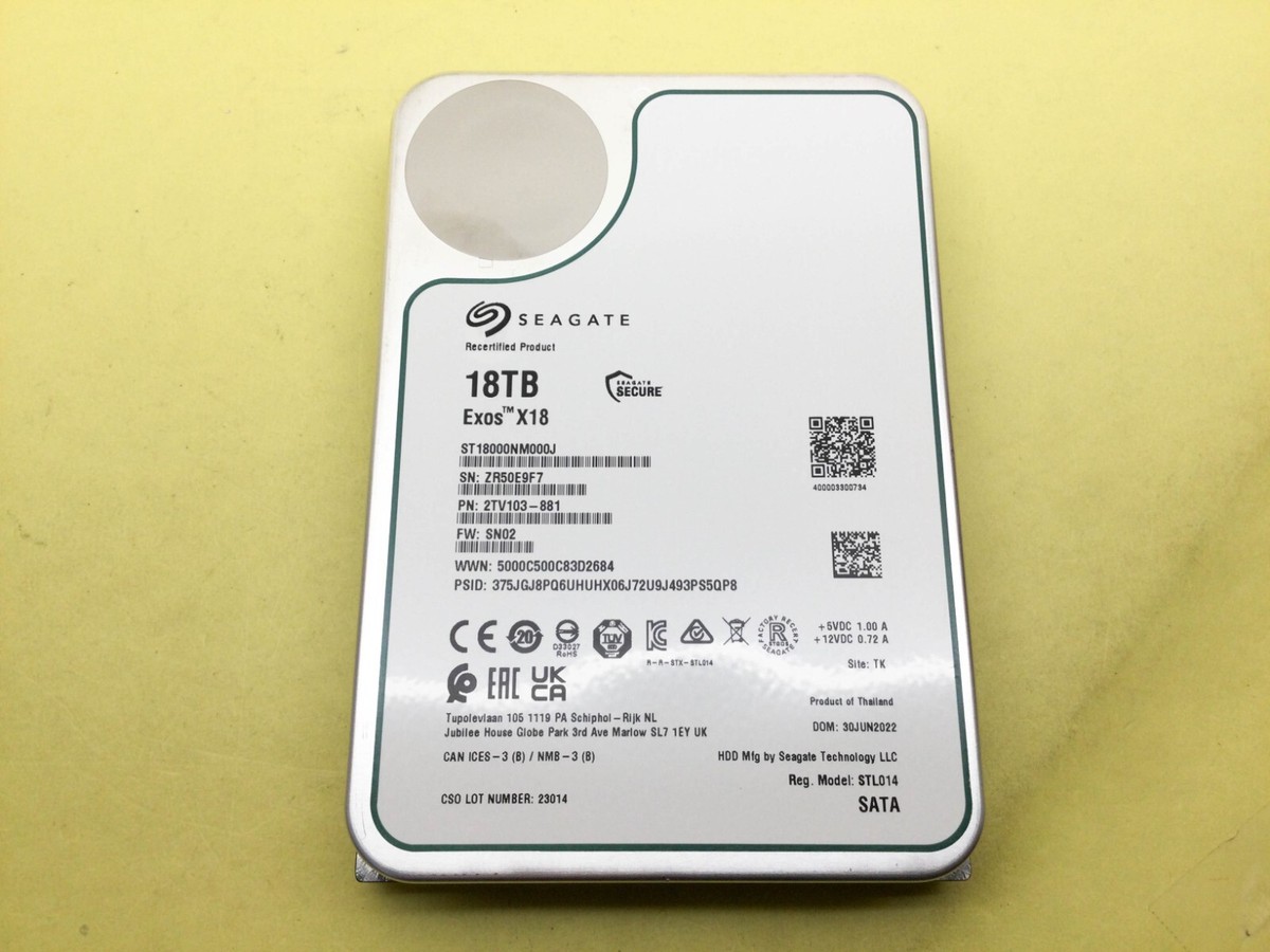 ジャンク　Seagate Exos X18 18TB SATA Seagate Exos X18 18TB 7.2K RPM SATA 6Gb/s 3.5