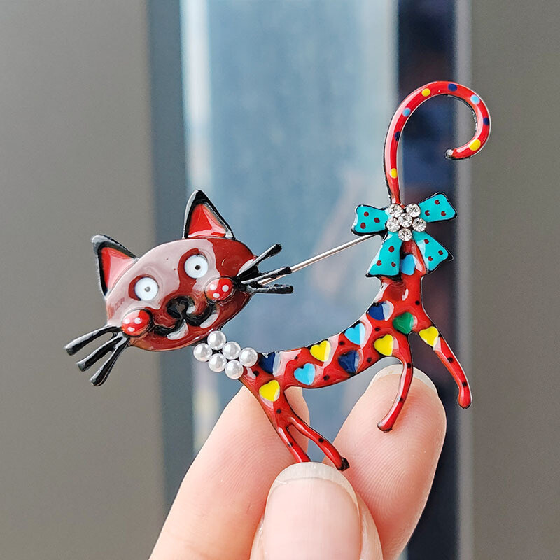 6 Pack Cute Cat Enamel Pins - Cartoon Animal Brooches For Backpacks, Jackets & Outfit Accessories