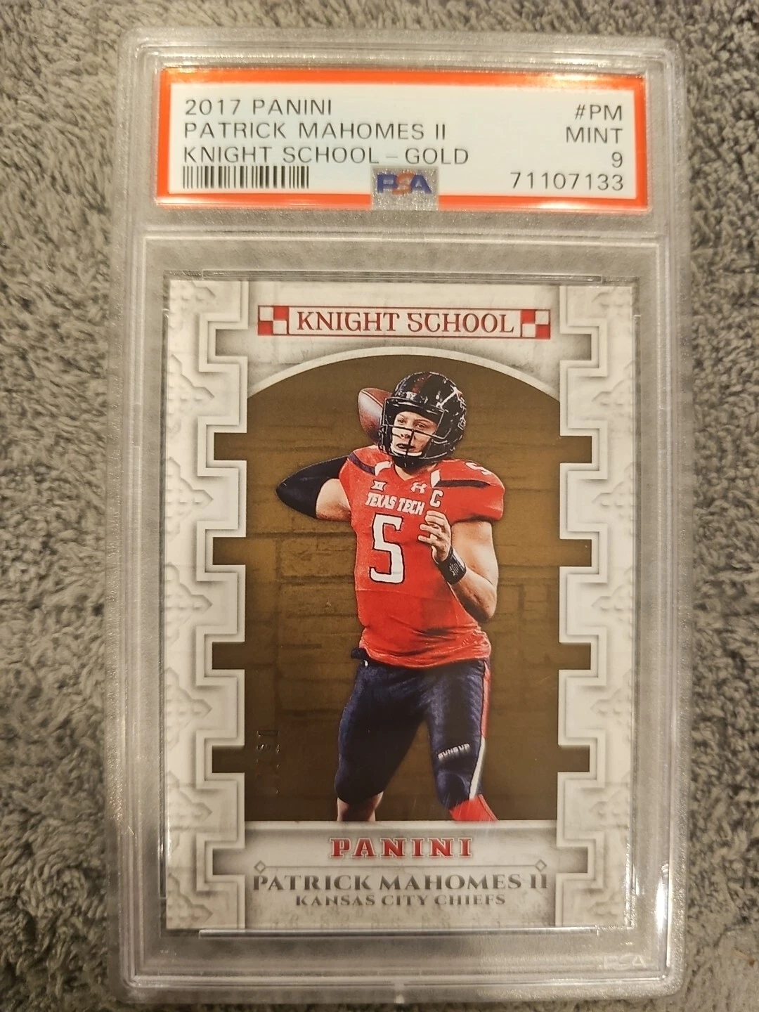 Patrick Mahomes Panini Knight School #PM Gold
