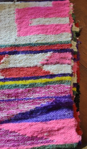 Vtg Boho Rug Handwoven Peruvian Artisan Sheep/Alpaca Frazada Blanket multicolor - Picture 6 of 10