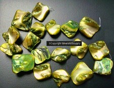Peridot green dyed baroque Mabe mother of pearl shell nugget beads BS090