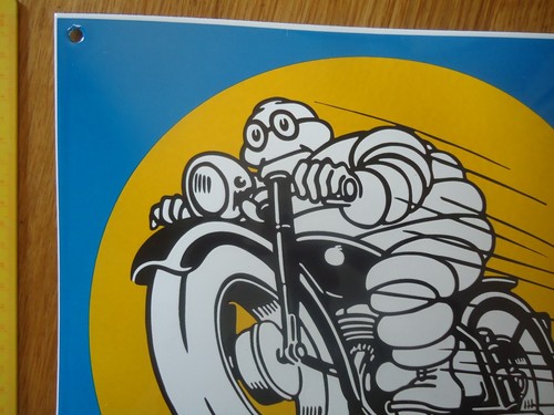 Plaque émaillée MICHELIN moto email Bibendum carrée 30 cm - Picture 2 of 7