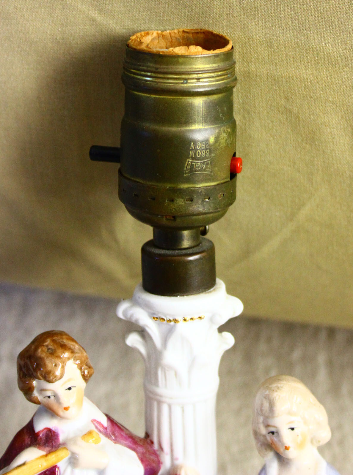 Antique VINTAGE Germany PORCELAIN FIGURINE LAMP Girl and boy Couple