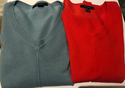 Ladies Jumpers Primark V Neck Bright Red Sage Green Uk 8/S