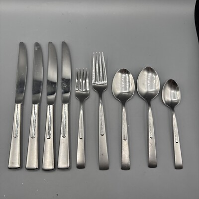 Oneida  CENTIGRADE Stainless Flatware Frosted Glossy 9 piece Forks Knife Spoons