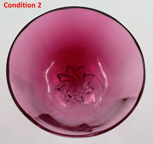 George Borgfeldt Liza Cranberry Champagne/Tall Sherbet(s) Optic Flared Handblown - Picture 6 of 7