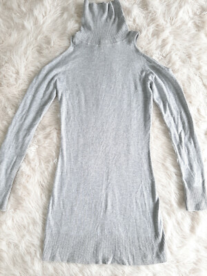 Peppe Peluso Women's Grey Cold Shoulder Long Sleeves High Neck Knit Shirt Siz S
