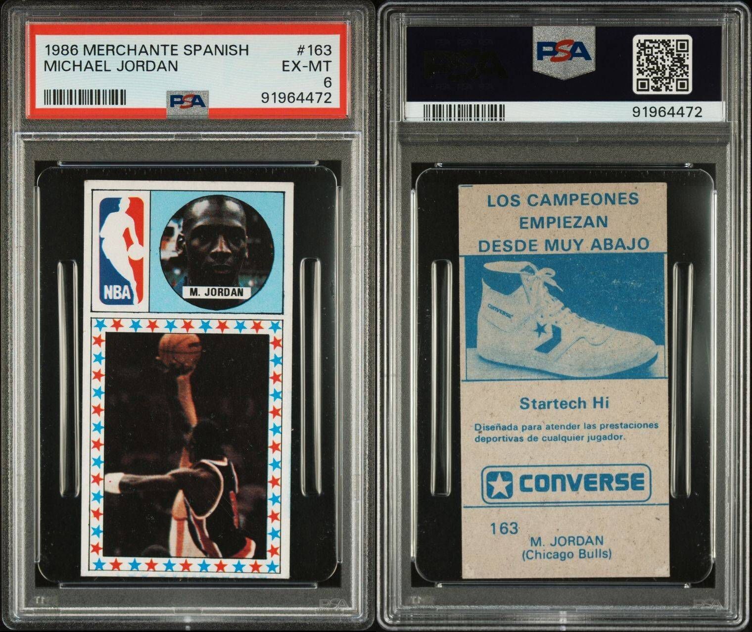 Michael Jordan 1986 Merchante Spanish Converse Rookie RC #163 PSA 6 EX-MT