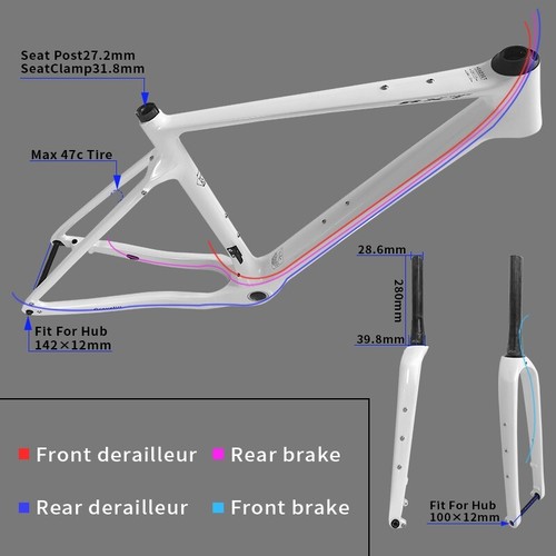 BXT Gravel Carbon Fiber Bike Frame Straßenrennrad Disc Brake Fahrradrahmen - Bild 5 von 26