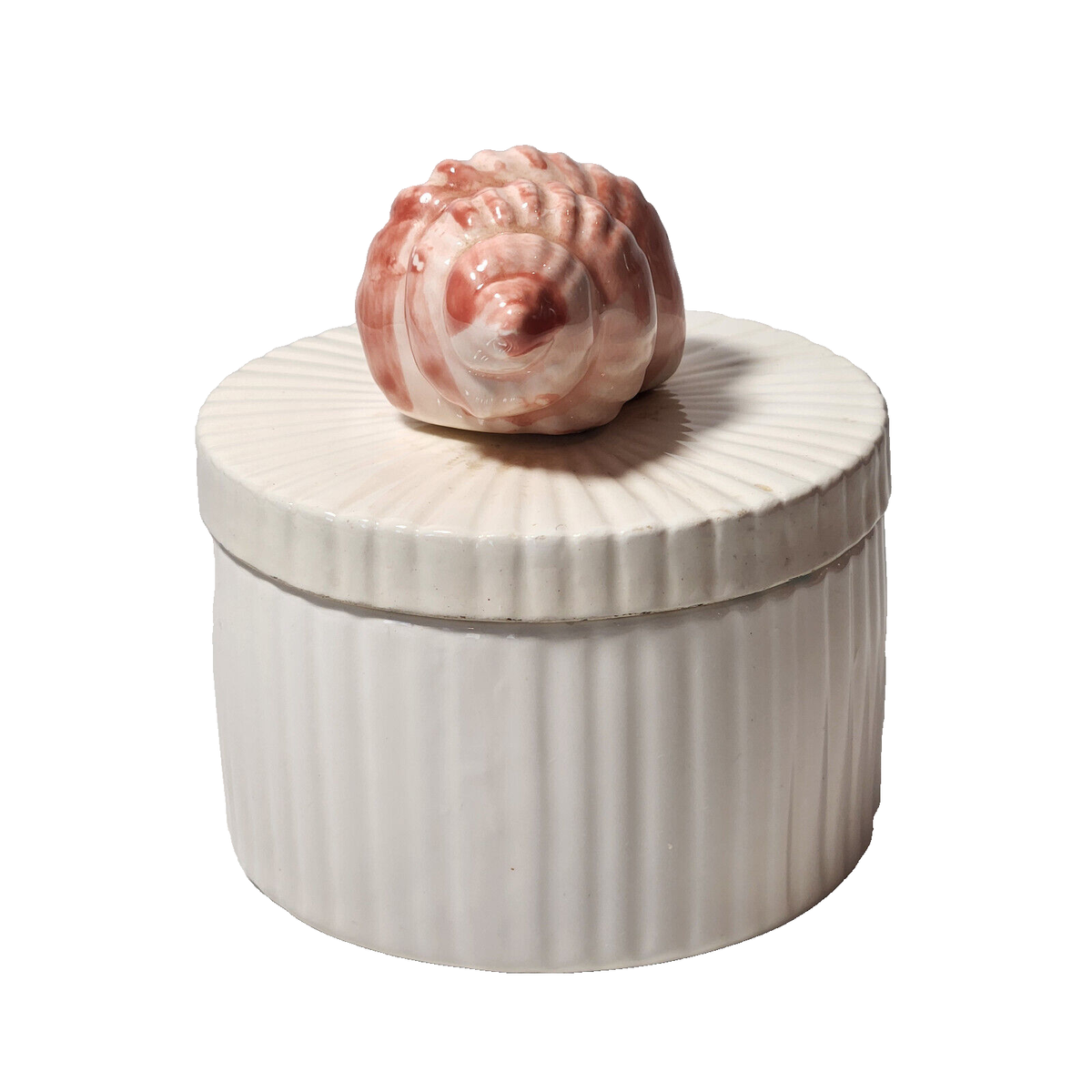 Fitz＆Floydヴィンテージレモントリンケットボックスとリブプレートセット Fitz & Floyd Ceramic Ribbed Trinket Powder Box Seashell Lid Japan