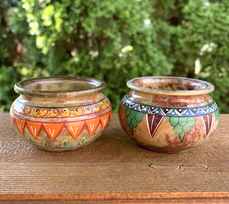 Natural Stone Trinket Bowl Hand Crafted Painted Ring Bowl Trinket Bowl