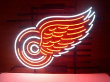 Detroit Red Wings Hockey Town 17"x14" Neon Light Sign Lamp Glass Club Wall Decor