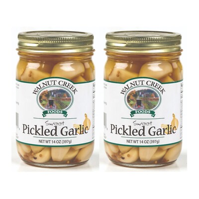 Walnut Creek Foods Pickled Garlic, Sweet, 2 - 14 Ounce Jars