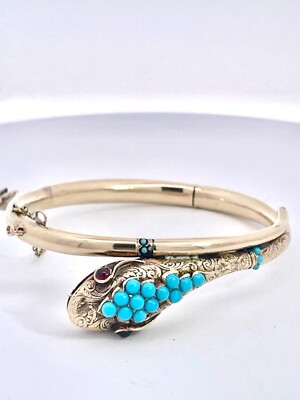 Schlangenarmband 14 Karat Gelbgold Türkis