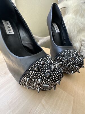 Steve Madden Bananaz Black Leather Spike High Heels 8 | eBay