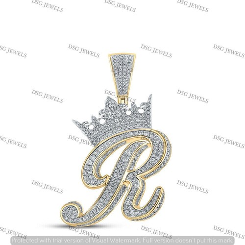 3Ct Lab Created Diamond Initial R Alphabet Letter Pendant 14k Yellow ...