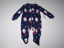 NWT Old Navy Boys Pajamas Size 0-3M One Piece Long Sleeve Footed Santa Design