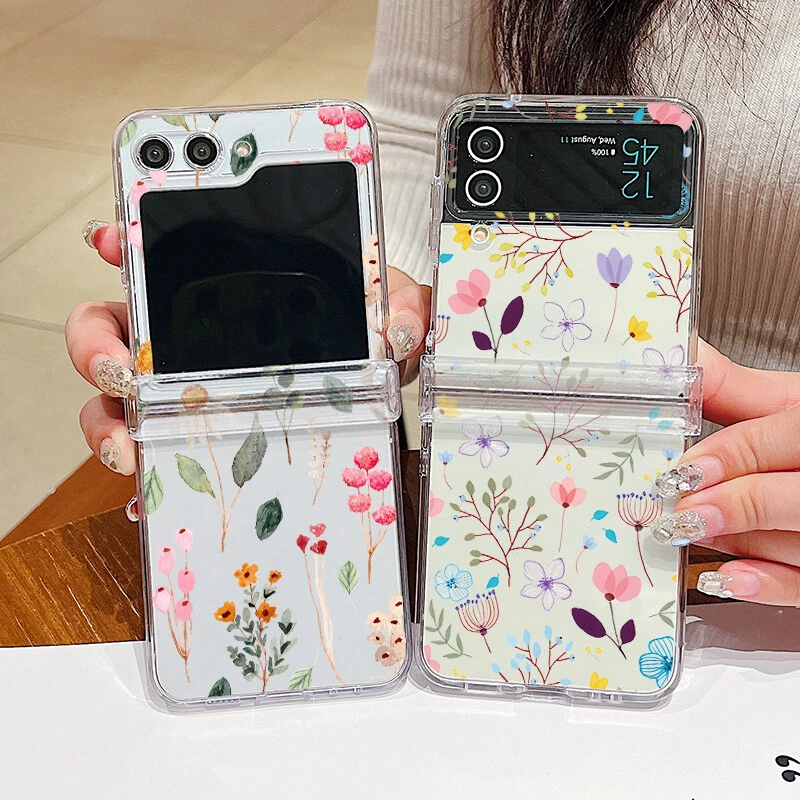 For Samsung Galaxy Z Flip6 5 4 3 Shockproof Hinge Clear Phone Case Floral Cover - Image 3 of 4