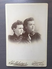 CABINET Card Photo Of Two Sisters Unique Hairstyle Dress Details Horton Kas