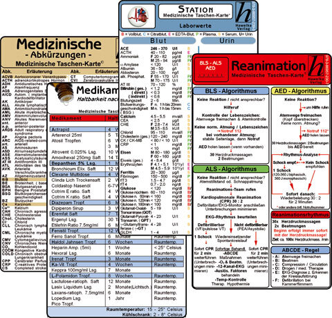 Thumbnail - Unbekannt. / Stations Karten-set - Laborwerte, Med. Abkürzungen,