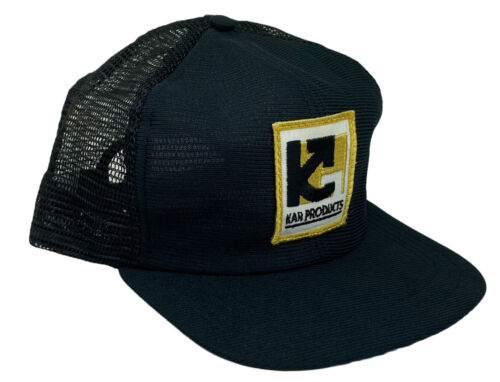 Kar Products Vintage Trucker Hat Mesh Snapback Dad Cap Black Logo Patch Tools - Picture 2 of 9