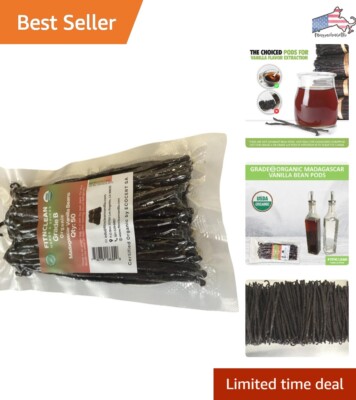 Organic Madagascar Vanilla Beans - Grade B - 5''-7'' Pods for Extract & Baking