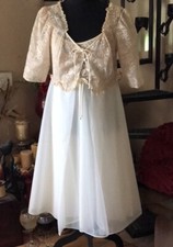 Vintage 50s Ivory Chiffon Layers Nightgown Robe Peignoir Slip Dress Chemise