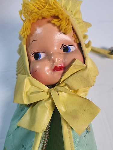 SCALDABIBERON NEONATO VINTAGE ANNI 50 CON VISO BAMBOLA VINILE ISOLATO RARO - Foto 6 di 6