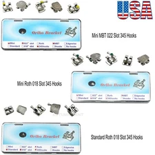 US Dental Orthodontic Metal Bracket Standard Mini Roth MBT 018/022 345 Hooks