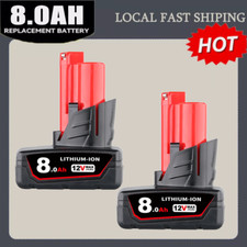 2Pack 8.0Ah Battery for M12 For Milwaukee LITHIUM Extended Capacity 48-11-2460