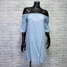 Madewell Womens S Light Wash Denim Azalea Off-the-Shoulder Dress