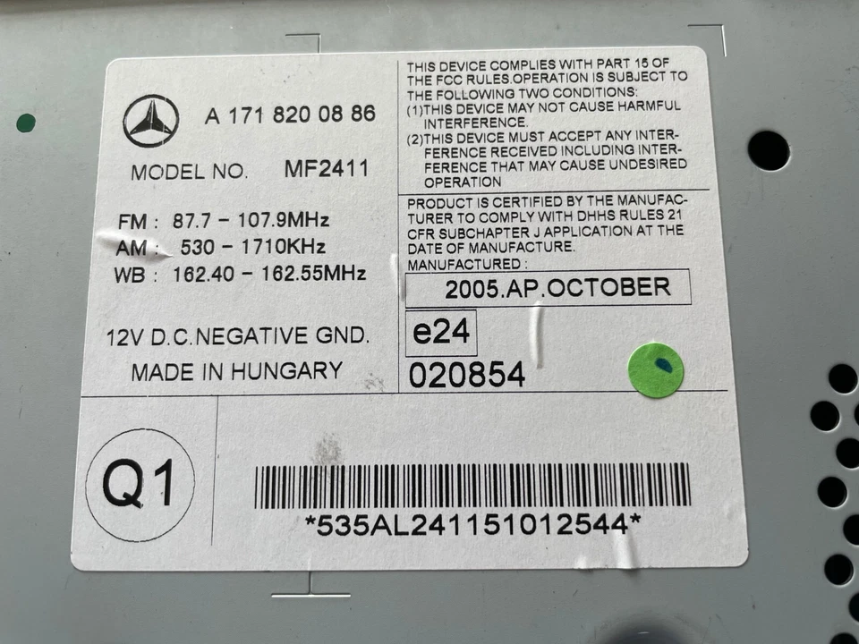 Mercedes-Benz SLK280 SLK350 R171 2004-2010 ~ RADIO REPRODUCTOR DE CD ~ A1718200686 Foto 4 de 4