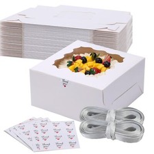 36 PCS 6x6x3" White Bakery Boxes with Window for Cupcakes Pastries Treats