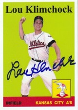 LOU KLIMCHOCK  KANSAS CITY A'S  SIGNED 1958 STYLE CUSTOM CARD