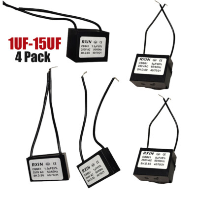 4x CBB61 250V Capacitor 2 Wires 1/1.2/1.5/2/2.5/3/3.5/4/4.5/5/6/8/10/12/15 UF