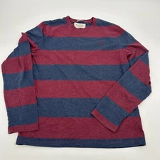 Vtg Abercrombie Rugby Crew Red and Blue Strip Sz Lg Long Sleeve Muscle Tee