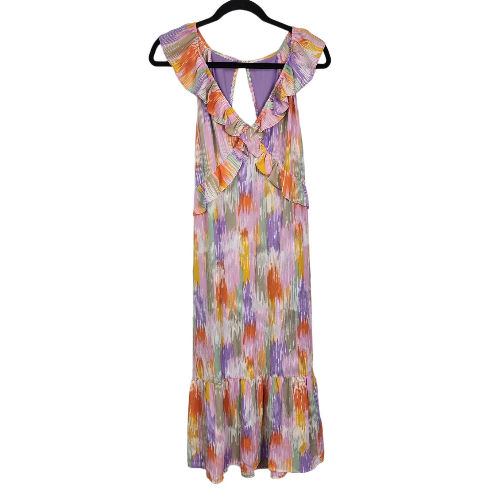 Collective Concepts Dresses Open Back Ruffle Sleeveless Midi Dress NEW Large