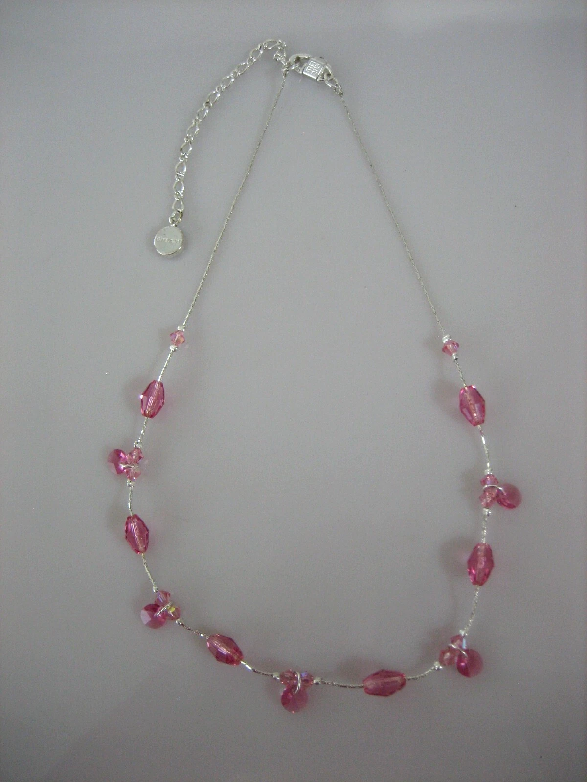 COLLANA CATENA PERLE CRISTALLO ROSA TONO ARGENTO GIVENCHY