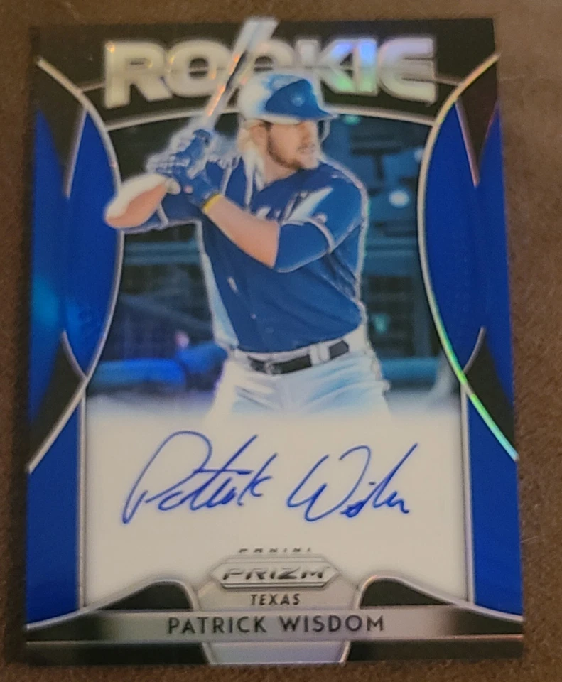 2019 Panini Prizm PATRICK WISDOM Auto Blue Wave Refractor RC Chi Cubs - Image 2 of 4