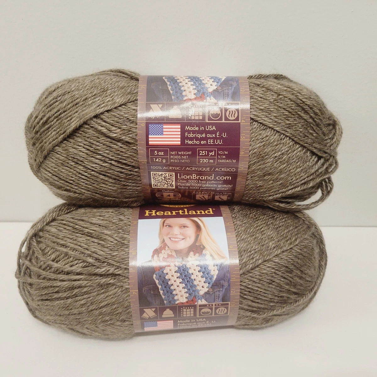 2 Lion Brand Heartland Yarn 125 Mammoth Cave Acrylic Skeins Made in USA