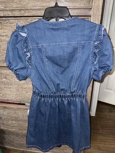 Girl’s Habitual Denim Puff Sleeve Ruffle Detail Dress Sz 14 - Picture 2 of 4