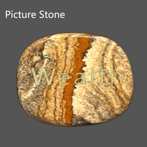 Engraved Stone, Inspirational Positive Word "Wealth" Palm Stone Pocket Stone - Picture 16 of 24