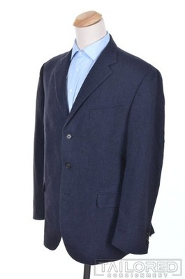 CARUSO x VALDITARO Solid Blue Flannel Wool Mens Blazer Sport Coat 