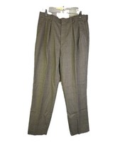 Vintage 90s Mens 34 Wool Houndstooth Plaid Pleated Cuffed Trouser Pants USA