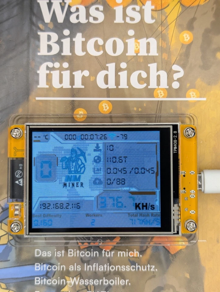  1005KH/s!!!  Big Bitcoin Nerd Miner - 2,8"  Display mit Gehäuse - NM Miner - Bild 3 von 4