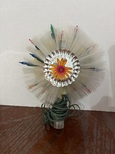 Vintage 1970s Sterling Fiber Halo Christmas Tree Topper 16 Multi Colored Lights